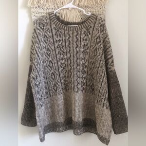 Peruvian Connection Pima Cotton Cable Knit Pullover Sweater Oversized Chunky